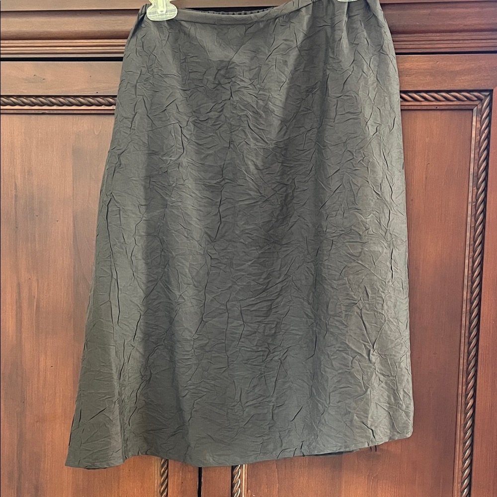Eileen Fisher Textured Silk Gray A-Line Skirt
